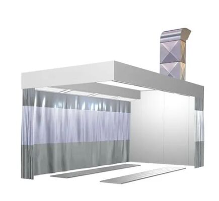 CoatTech Dual-Bay Side-by-Side Automotive Preparation Zone with Central Divider Curtain and Independent Fan Control